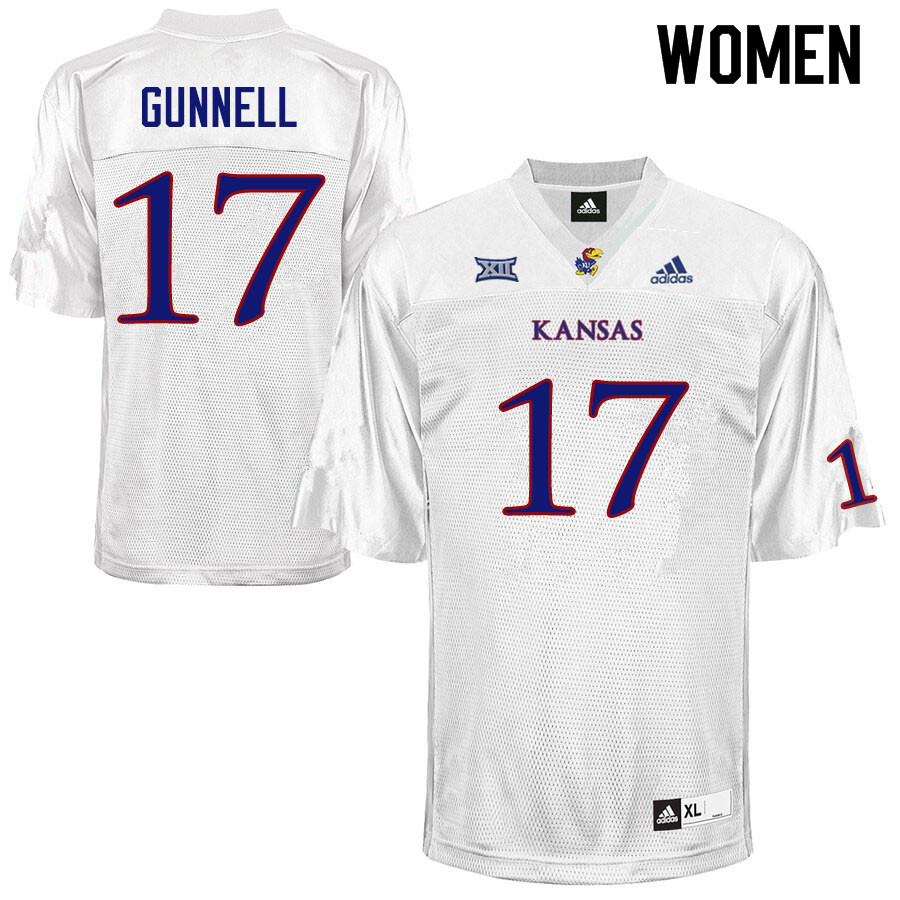 Women #17 Grant Gunnell Kansas Jayhawks College Football Jerseys Sale-White - Click Image to Close